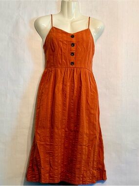 J for Justify Rust-Orange Spaghetti Strap Midi Dress